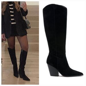Vince Camuto Oyennda Black Suede Tall Riding Boot Size 6
